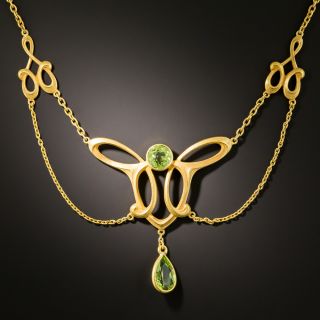 Art Nouveau Peridot Swag Necklace - 1