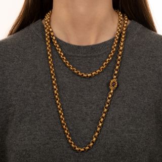 Georgian Engraved Belcher Chain with Garnet Clasp