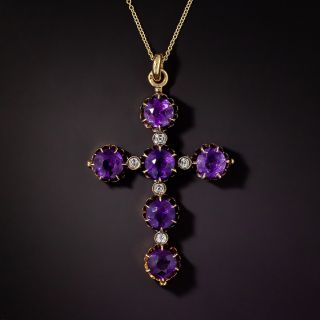 Victorian Amethyst and Diamond Cross - 0