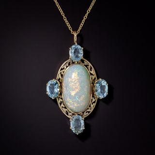 Victorian Opal and Aquamarine Necklace - 0
