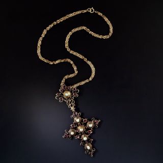Large Scale Antique Georgian Garnet Cross