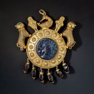 Helenistic Style Necklace with Ancient Glass and Garnets