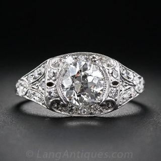 .90 Carat Art Deco Platinum and Diamond Engagement Ring