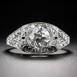 .90 Carat Art Deco Platinum and Diamond Engagement Ring