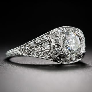 .90 Carat Art Deco Platinum and Diamond Engagement Ring