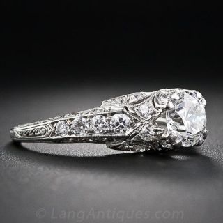 .90 Carat Art Deco Platinum and Diamond Engagement Ring