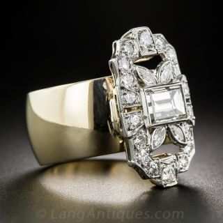 .90 Carat Baguette Center Art Deco Diamond Dinner Ring