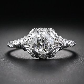 .90 Carat Diamond and Platinum Antique Engagement Ring