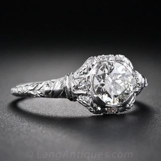 .90 Carat Diamond and Platinum Antique Engagement Ring