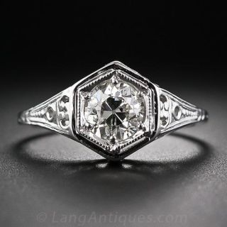 .90 Carat Diamond Art Deco Solitaire Engagement Ring
