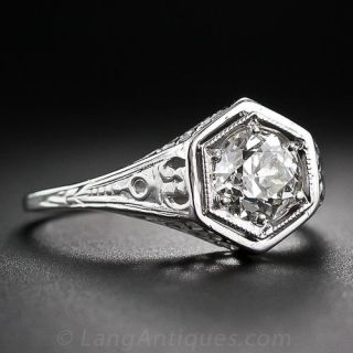 .90 Carat Diamond Art Deco Solitaire Engagement Ring