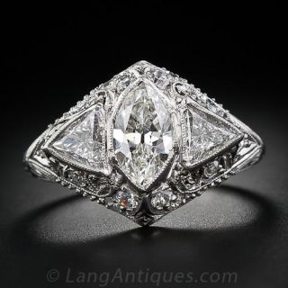 .90 Carat Edwardian Filigree Diamond Engagement Ring
