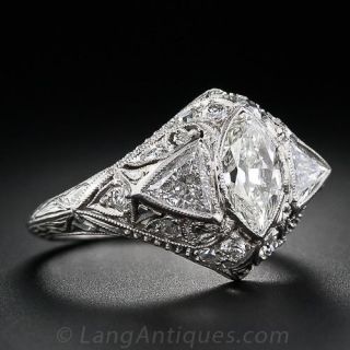.90 Carat Edwardian Filigree Diamond Engagement Ring