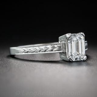 .90 Carat Emerald-Cut Diamond Platinum Solitaire Engagement Ring - GIA D SI1