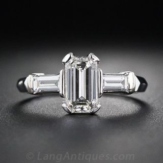 .90 Carat Emerald-Cut Estate Diamond Engagement Ring