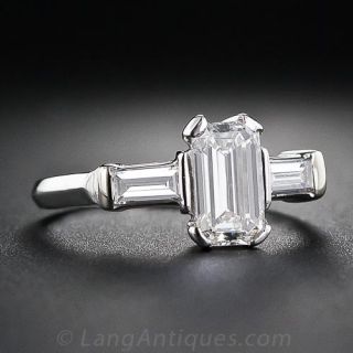.90 Carat Emerald-Cut Estate Diamond Engagement Ring
