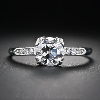 .90 Carat European Cut Diamond Platinum Engagement Ring