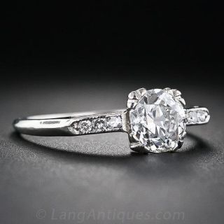.90 Carat European Cut Diamond Platinum Engagement Ring