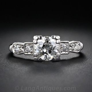 .90 Carat Platinum and Diamond Art Deco Engagement Ring
