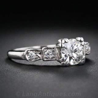 .90 Carat Platinum and Diamond Art Deco Engagement Ring