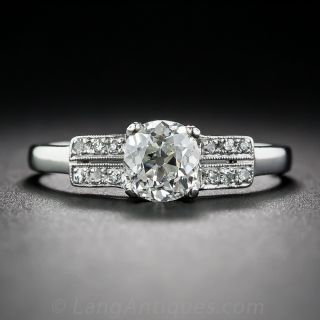 .90 ct. Platinum Diamond Art Deco Engagement Ring GIA-J/VS1