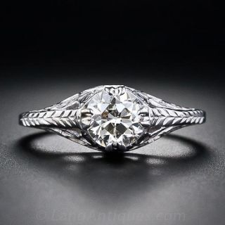 .91 Carat Center Early Art Deco Diamond Ring