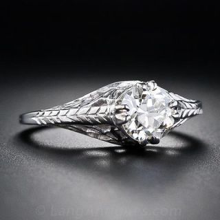 .91 Carat Center Early Art Deco Diamond Ring
