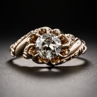 .91 Carat Champagne Diamond Victorian Rose Gold Ring