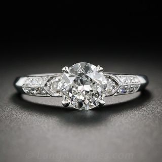 .91 Carat Diamond and Platinum Art Deco Engagement Ring