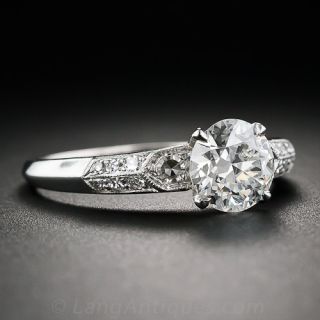 .91 Carat Diamond and Platinum Art Deco Engagement Ring