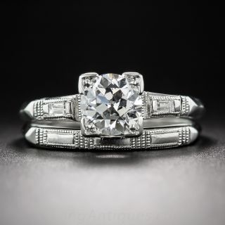 .91 Carat Diamond and Platinum Art Deco Wedding Set - GIA H VS1