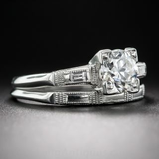 .91 Carat Diamond and Platinum Art Deco Wedding Set - GIA H VS1