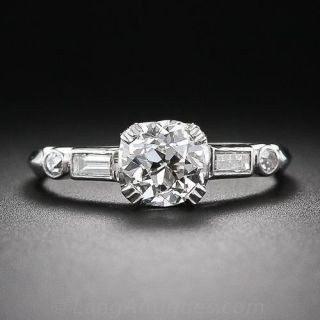 .91 Carat Platinum and Diamond Art Deco Engagement Ring