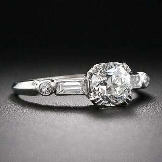.91 Carat Platinum and Diamond Art Deco Engagement Ring