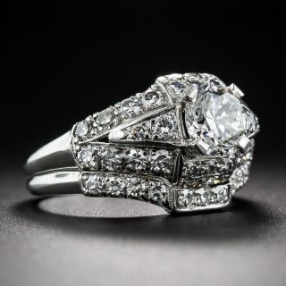 .92 Carat Diamond and Platinum Vintage Wedding Set - GIA G-VS1