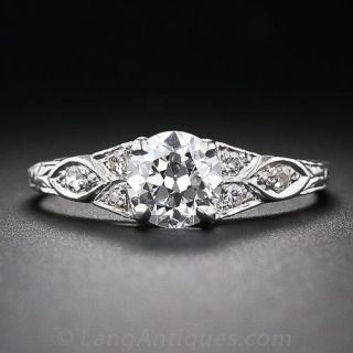 .93 Carat Art Deco Platinum Engagement Ring