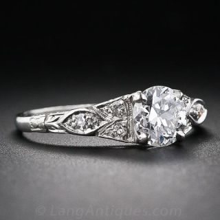 .93 Carat Art Deco Platinum Engagement Ring
