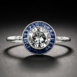 .93 Carat Diamond and Calibre Sapphire Engagement Ring GIA J-VVS2