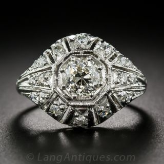 .93 Carat Diamond and Platinum Art Deco Style Engagement Ring
