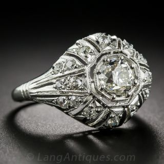 .93 Carat Diamond and Platinum Art Deco Style Engagement Ring