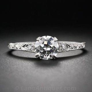 .93 Carat GIA H VS1 Antique Platinum and Diamond Engagement Ring