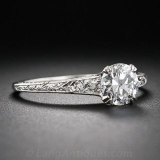 .93 Carat GIA H VS1 Antique Platinum and Diamond Engagement Ring