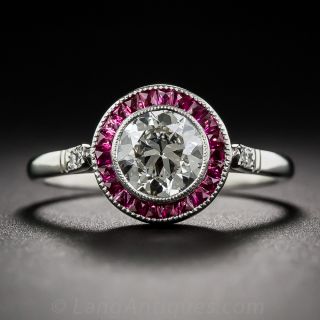 .94 Carat Diamond and Ruby Engagement Ring - GIA