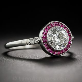 .94 Carat Diamond and Ruby Engagement Ring - GIA