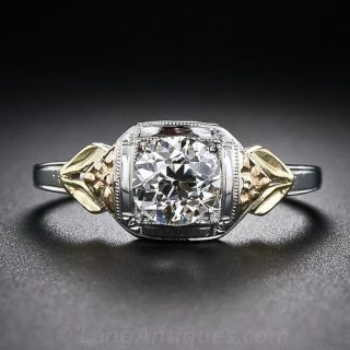 .94 Carat Diamond and Tri-Color Gold Vintage Engagement Ring