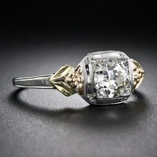 .94 Carat Diamond and Tri-Color Gold Vintage Engagement Ring