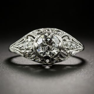 .94 Carat Early-Art Deco Platinum and Diamond Engagement Ring - 2