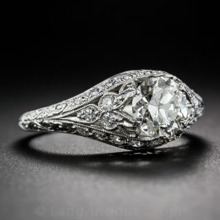 .95 Carat Art Deco Diamond and Platinum Engagement Ring