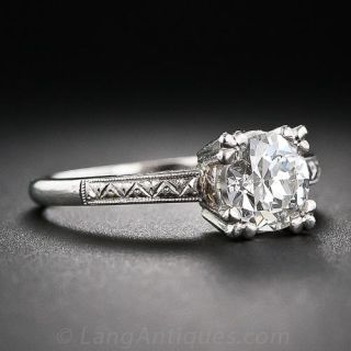 .95 Carat Art Deco Platinum and Diamond Engagement Ring