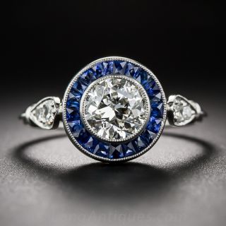 .95 Carat Diamond and Calibre Sapphire Engagement Ring - 2